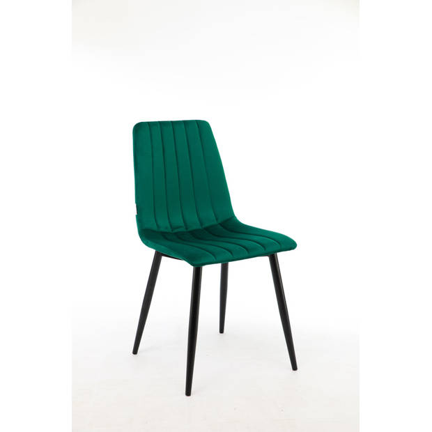 MaxxHome Eetkamerstoel - Eetkamerstoelen set van 2 - Velvet/Stoffen Stoel - Groen