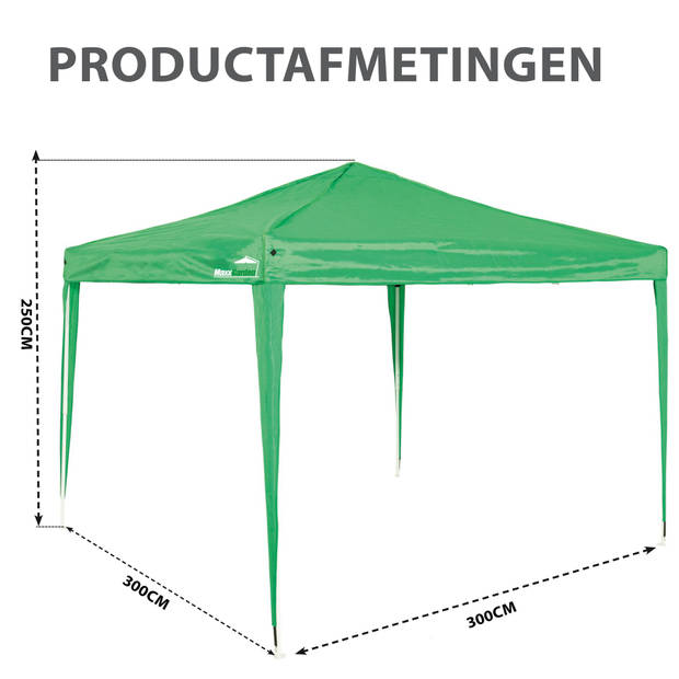 MaxxGarden Easy-Up Partytent - 3x3m - Aluminium Frame (groen)