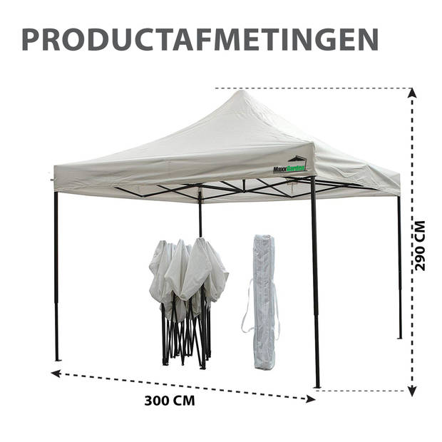 MaxxGarden Easy-up Partytent - 3x3m - Stalen Frame - wit