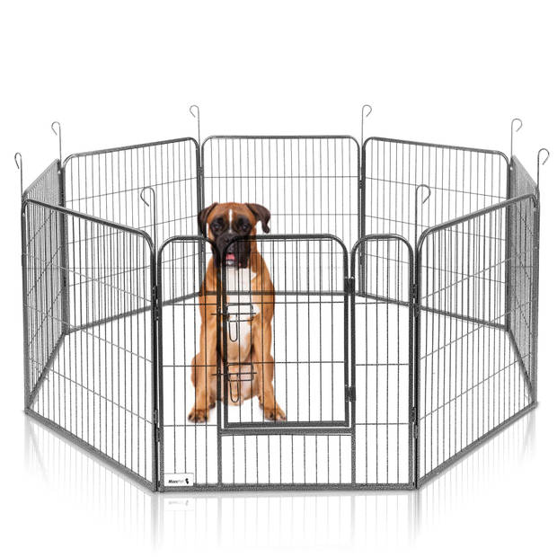 MaxxPet Puppyren - Hondenbench - Hondenren- Puppyren met 8 kennelpanelen - Staal -80 x 80 cm Ø 210 cm