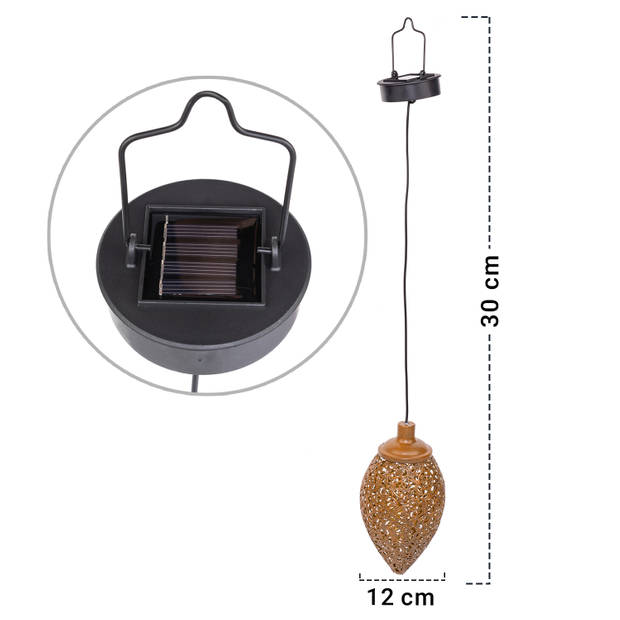 MaxxGarden Tuinlamp - Solar Hanglamp - Roest - 12x30cm - 2 stuks