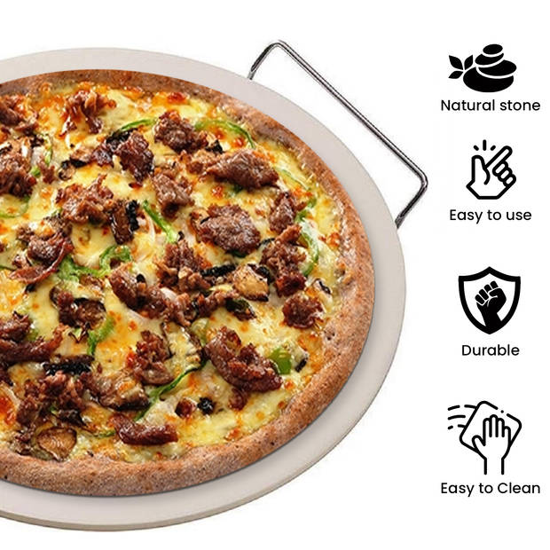 MaxxHome Pizzasteen 33 cm - BBQ steen - Voor de lekkerste bereiding van een pizza op jouw barbecue of in de oven