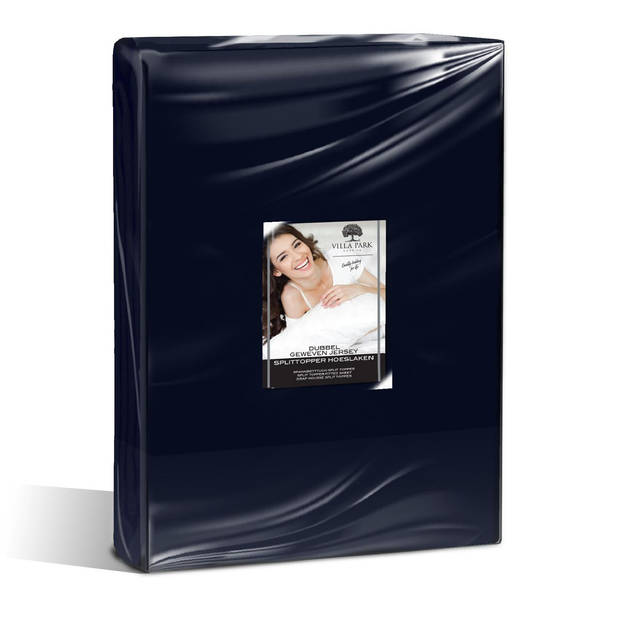 Nightsrest VP Dubbel Jersey Split Topper Hoeslaken - Donkerblauw Maat: 180x200/220 + 12cm