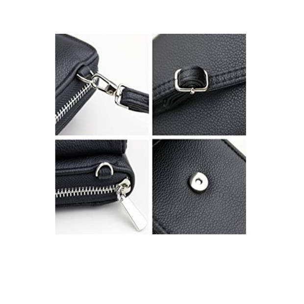 iBello portemonnee tasje met schouderband bruin telefoontasje dames Anti-skim RFID festival tas Portemonnee voor mobiel