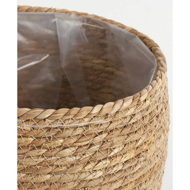 Mica Decorations Bloempot - rotan - naturel - jute - 24 x 26 cm - Plantenpotten