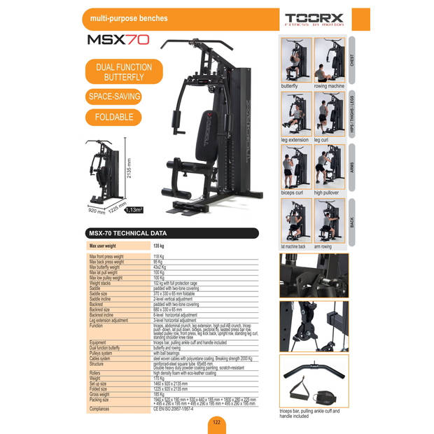 Toorx Fitness Home Gym - 102 kg gewichtsblok - MSX-70