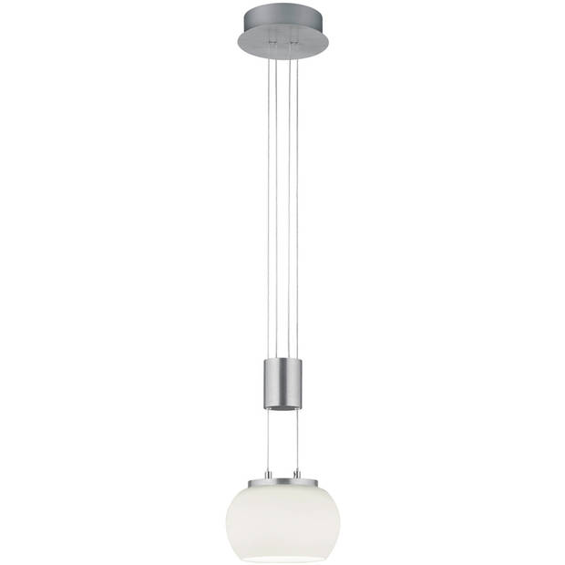 LED Hanglamp - Hangverlichting - Trion Maliba - 8W - 1-lichts - Warm Wit 3000K - Dimbaar - Rond - Mat Nikkel - Aluminium