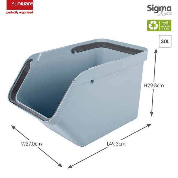 Sigma home sorteer unit 30L - Met deksel - Blauw - Set van 2