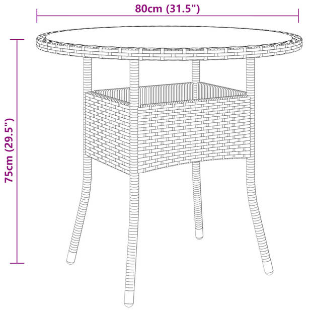 vidaXL 5-delige Tuinset poly rattan grijs