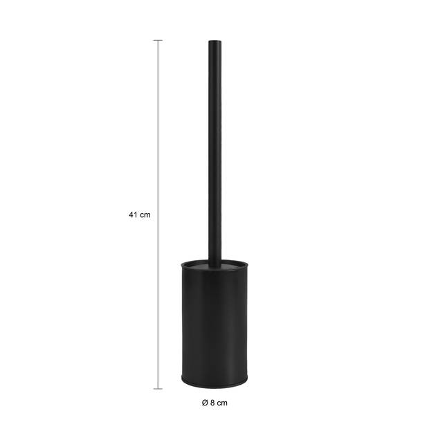 QUVIO Toiletborstelhouder met borstel - 41 x 8 cm - RVS + Plastic - Zwart