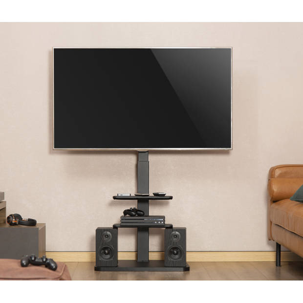 TV standaard met opbergplanken - draaibaar - 37 inch tot 75 inch