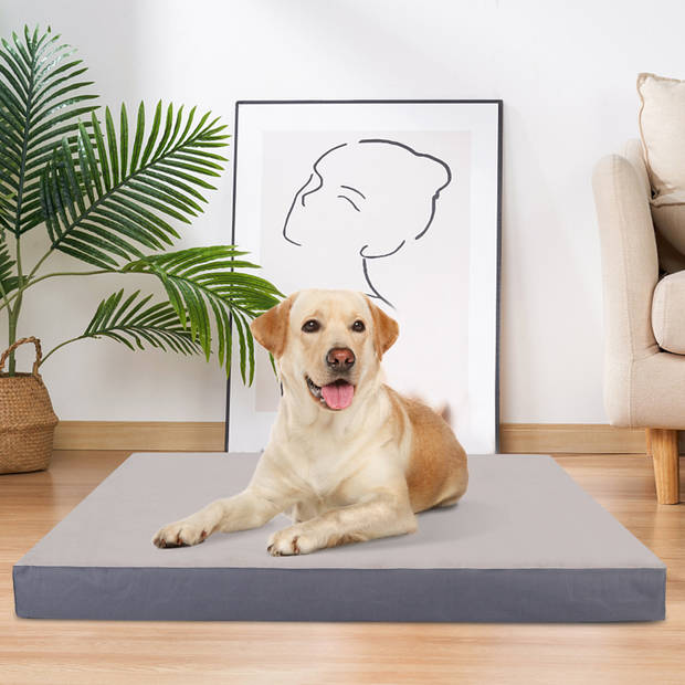 Nobleza Orthopedische Hondenkussen Wasbaar - Hondenbed - Maat XL: 110 x 80 x 8 cm - Grijs