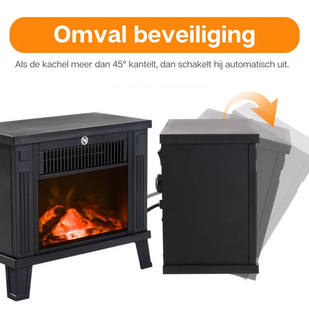 Electrische openhaard - Kachel - Sfeerhaard - Compact - Vrijstaand - Zwart - 1200 W