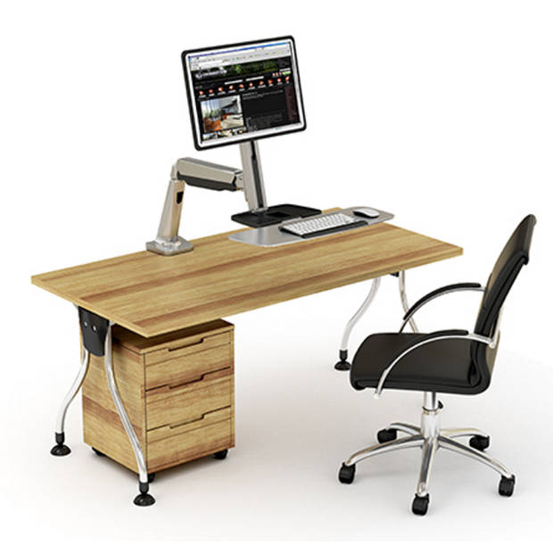 Zit sta werkplek - monitorbeugel met toetsenbord lade - werkstation