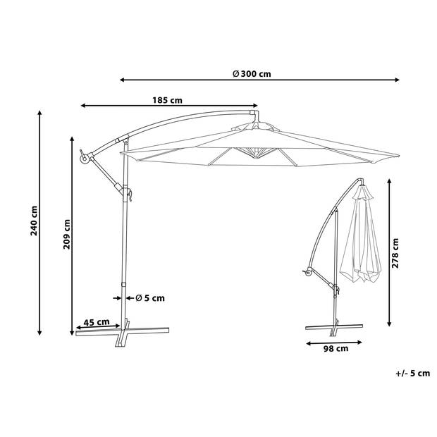 Beliani RAVENNA - Cantilever parasol-Beige-Polyester