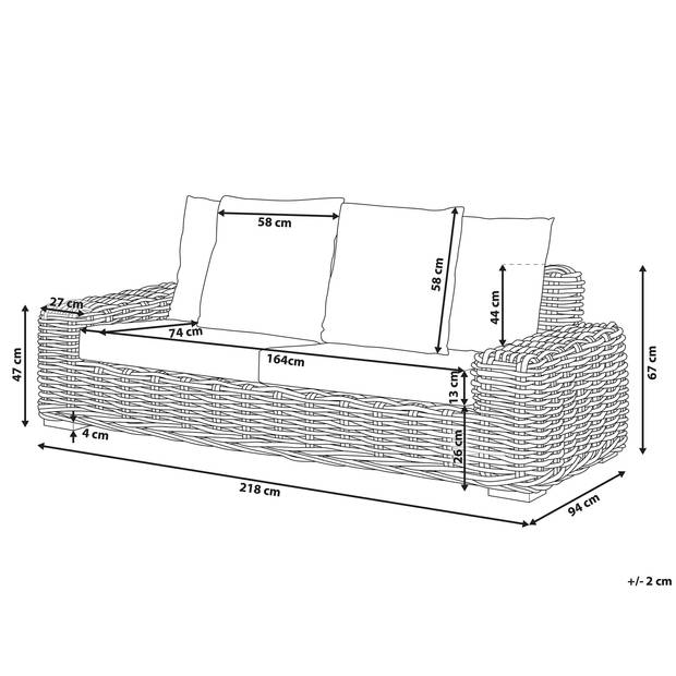 Beliani FORLI - Tuinsofa-Natuurlijk-Rotan