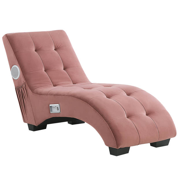 Beliani SIMORRE - Chaise longue-Roze-Fluweel