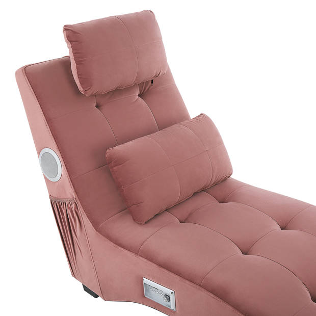 Beliani SIMORRE - Chaise longue-Roze-Fluweel