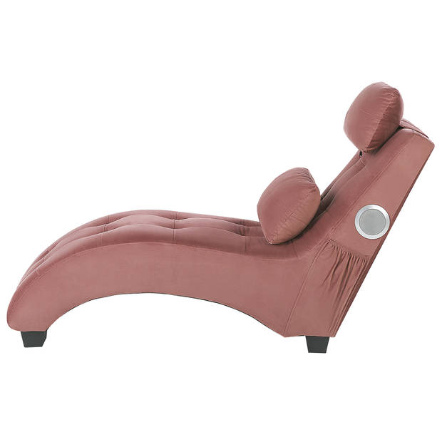 Beliani SIMORRE - Chaise longue-Roze-Fluweel