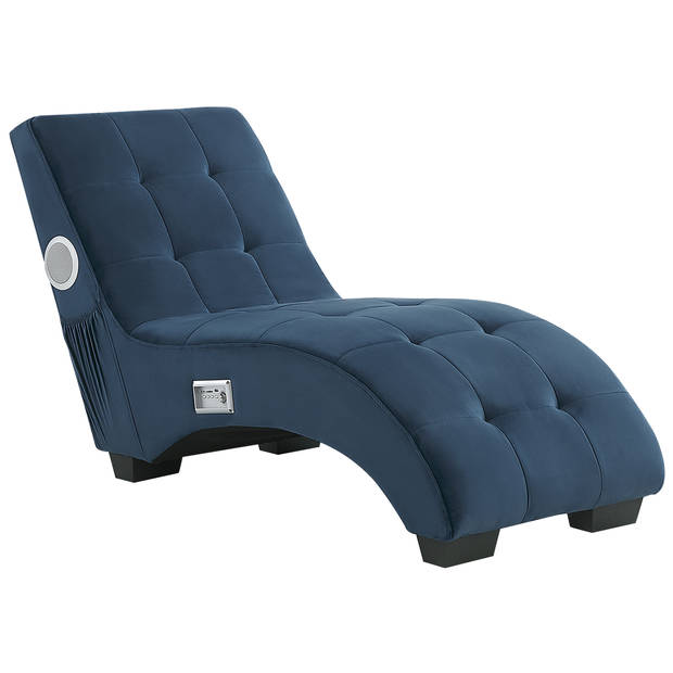 Beliani SIMORRE - Chaise longue-Blauw-Fluweel