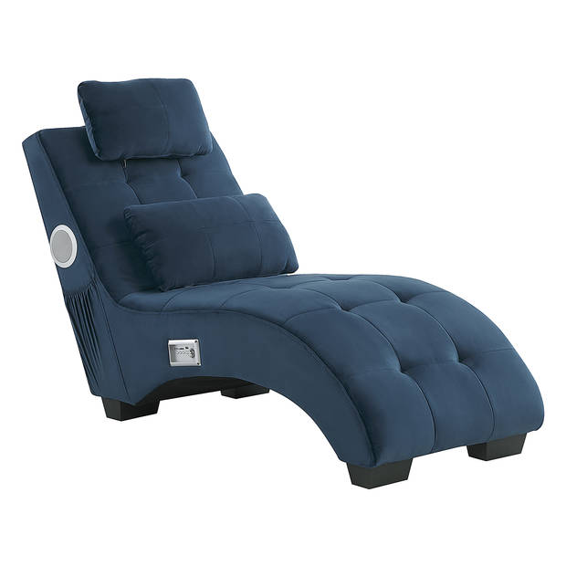 Beliani SIMORRE - Chaise longue-Blauw-Fluweel