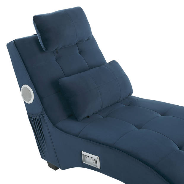 Beliani SIMORRE - Chaise longue-Blauw-Fluweel