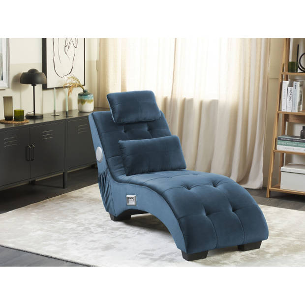 Beliani SIMORRE - Chaise longue-Blauw-Fluweel