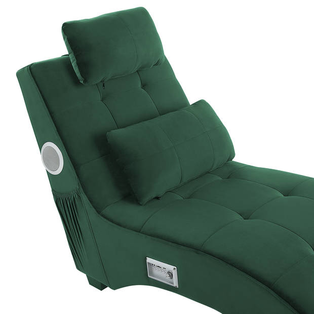 Beliani SIMORRE - Chaise longue-Groen-Fluweel