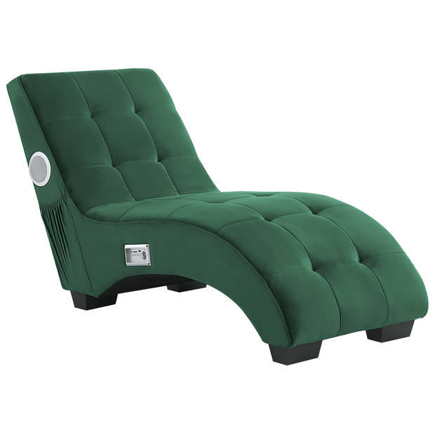 Beliani SIMORRE - Chaise longue-Groen-Fluweel