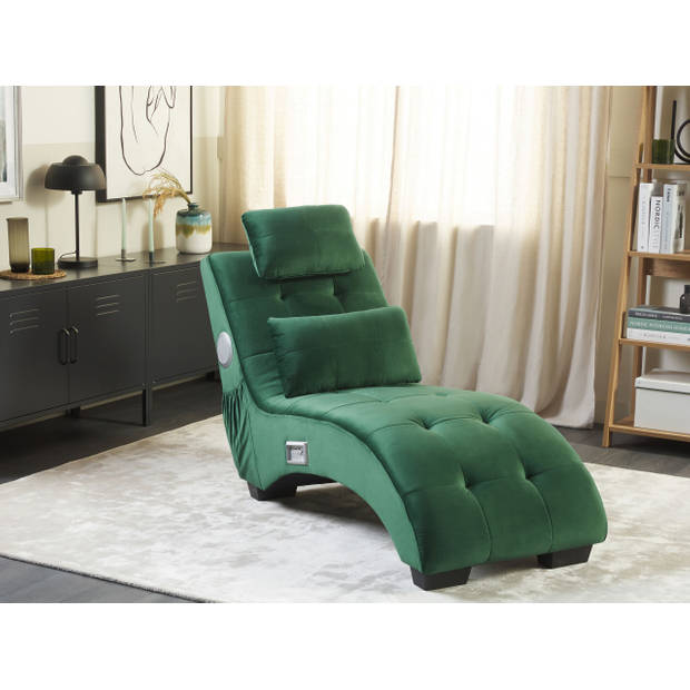 Beliani SIMORRE - Chaise longue-Groen-Fluweel