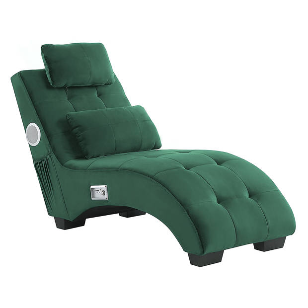 Beliani SIMORRE - Chaise longue-Groen-Fluweel