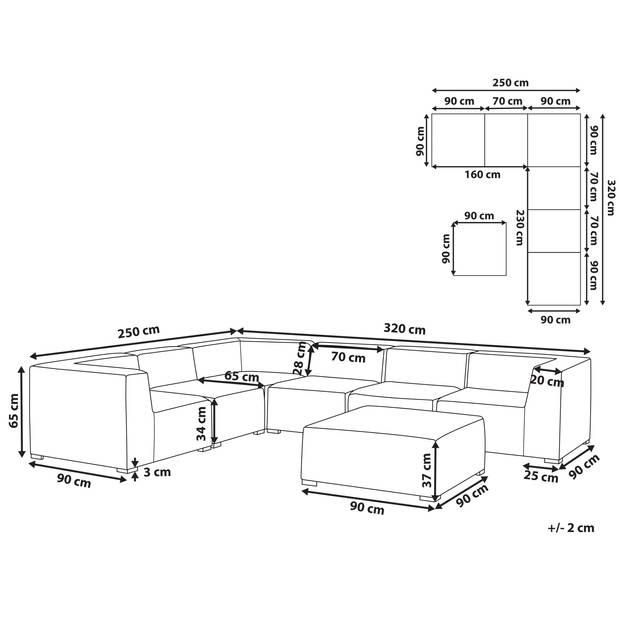 Beliani AREZZO - Loungeset-Grijs-Polyester