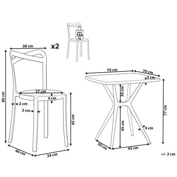 Beliani SERSALE/CAMOGLI - Bistroset-Wit-Synthetisch materiaal