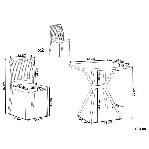 Beliani SERSALE - Bistroset-Wit-Synthetisch materiaal