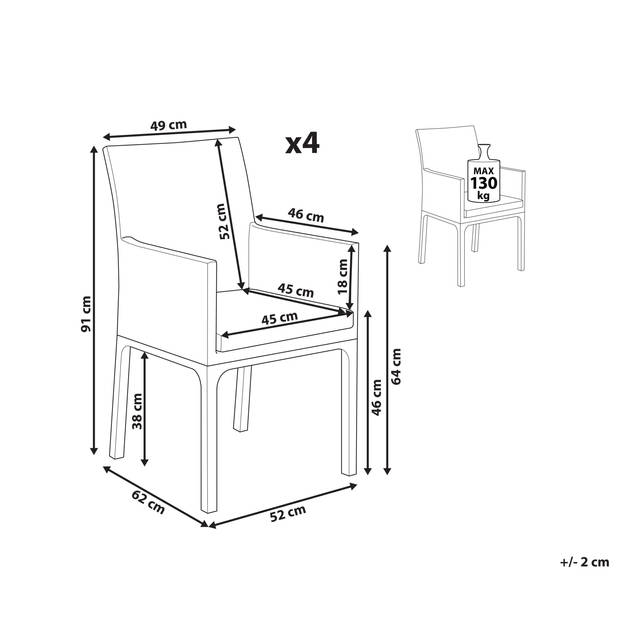 Beliani BACOLI - Tuinstoel-Grijs-Polyester