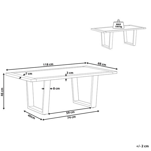 Beliani GRENOLA - Salontafel-Lichte houtkleur-Acaciahout