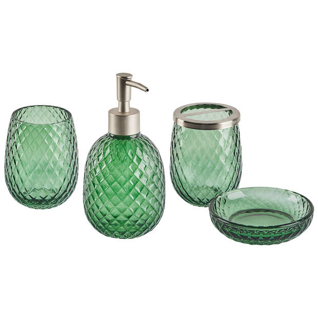 Beliani CANOA - Badkameraccessoire set-Groen-Glas