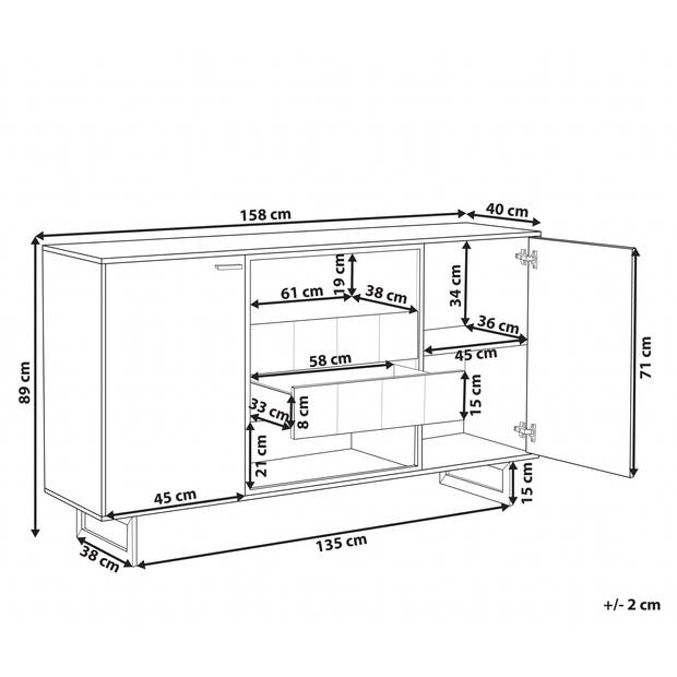 Beliani BOISO - Sideboard-Lichte houtkleur-Vezelplaat