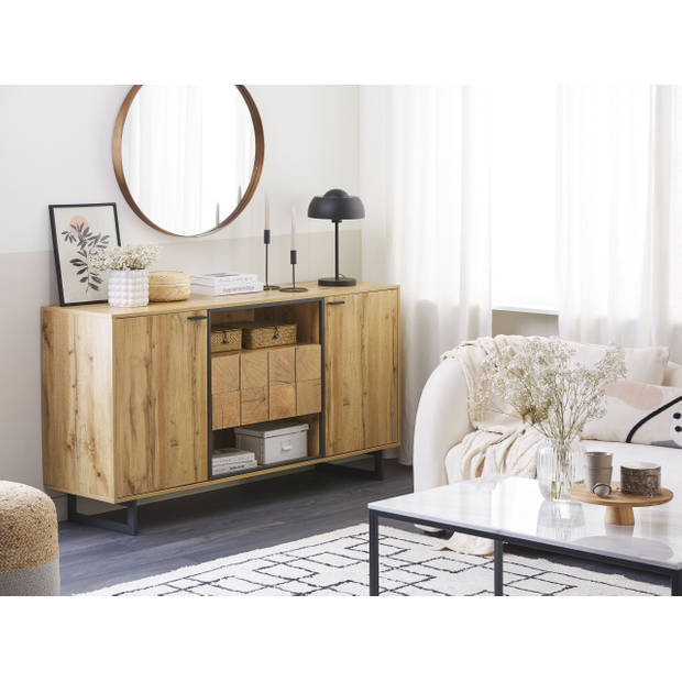 Beliani BOISO - Sideboard-Lichte houtkleur-Vezelplaat