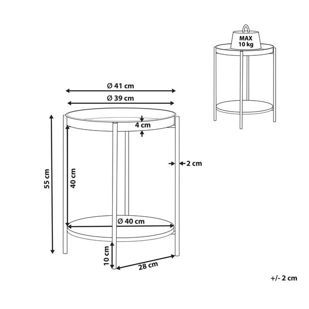 Beliani BORDEN - Bijzettafel-Zwart-IJzer