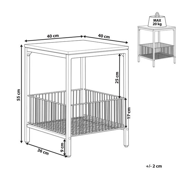 Beliani KENNER - Bijzettafel-Zwart-Vezelplaat