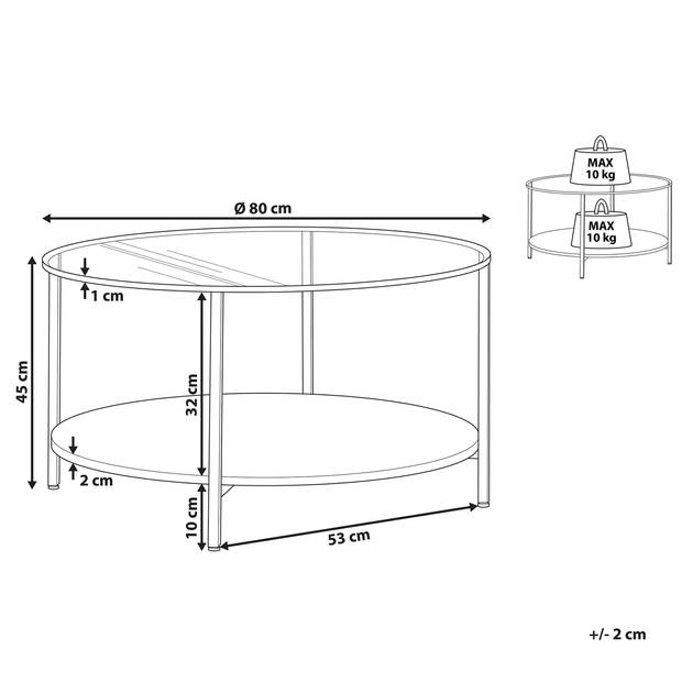 Beliani LIBBY - Salontafel-Goud-Veiligheidsglas