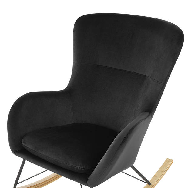 Beliani ELLAN - Schommelfauteuil-Zwart-Fluweel