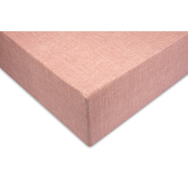 Zo Home Lino Hoeslaken Katoen Linnen Look 35cm Hoek - old rose 90x210/220cm