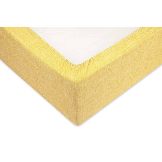 Zo Home Lino Hoeslaken Katoen Linnen Look 35cm Hoek - aspen yellow 90x210/220cm