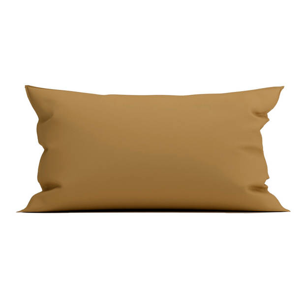 Yellow Kussensloop Percal Katoen - cognac brown 40x80cm