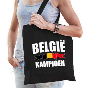 Belgie kampioen supporter tas zwart voor dames en heren - EK/ WK voetbal - Feest Boodschappentassen