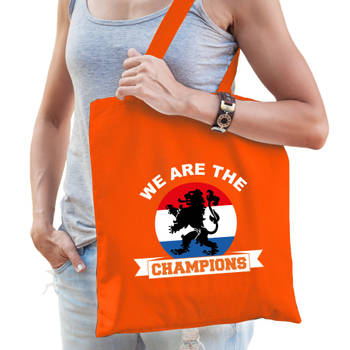 We are the champions supporter tas oranje voor dames en heren - EK/ WK voetbal / Koningsdag - Feest Boodschappentassen