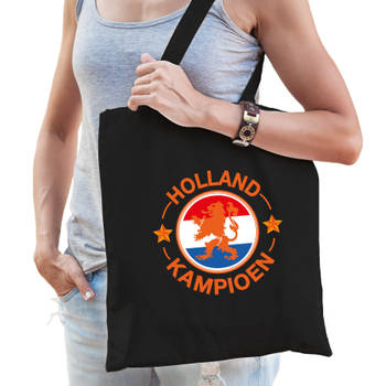 Holland kampioen leeuw oranje supporter tas zwart voor dames en heren - EK/ WK voetbal / Koningsdag - Feest Boodschappen