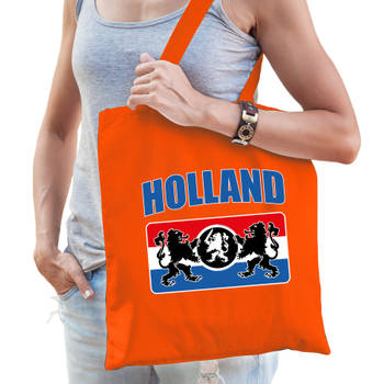 Holland leeuw met wapenschild supporter tas oranje voor dames en heren - EK/ WK voetbal / Koningsdag - Feest Boodschappe